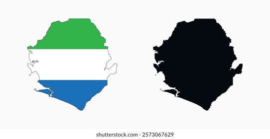 Sierra Leone Map vector icon. Map of Sierra Leone in Flag colors.