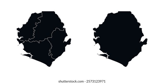 Sierra Leone Map vector icon. Map of Sierra Leone Black Silhouette.