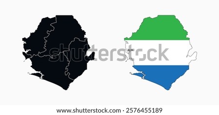 Sierra Leone Map vector icon. Map of Sierra Leone in Flag colors.