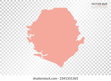 Sierra Leone map vector orange color on transparent background.