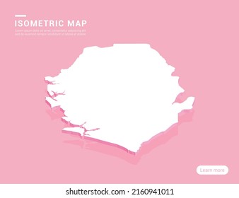 Sierra Leone map white on pink background with 3d isometric vector illustration