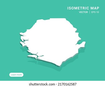 Sierra Leone map white on green background with 3d isometric vector illustration.