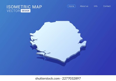 Sierra Leone map white on blue background with isolated 3D isometric concept vector illustration.