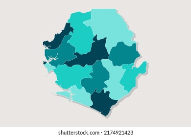 Sierra Leone Map - World Map International vector template with High detailed including blue and green outline color isolated on white background - Vector illustration eps 10