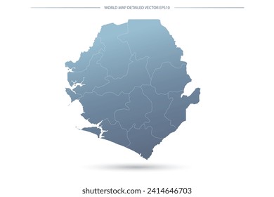 Sierra Leone Map - World Map International vector template with High detailed including grey and blue gradient color and white outline color isolated on white background - Vector illustration eps 10