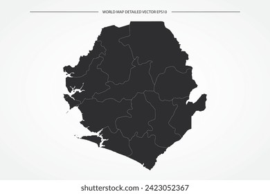 Sierra Leone Map - World Map International vector template with High detailed with black and white outline color isolated on white background - Vector illustration eps 10