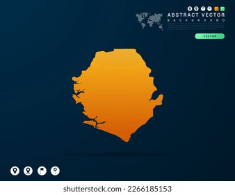 Sierra Leone Karte von Gelb und orangefarbenem Gefälle auf dunklem Hintergrund, Vektorgrafik.