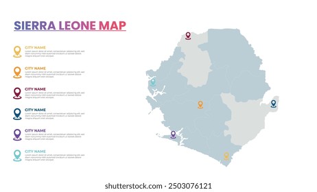 Sierra Leone Moderne Karte Infografik-Vorlage, Detaillierte Infografik-Karte von Sierra Leone Beliebte Stadt