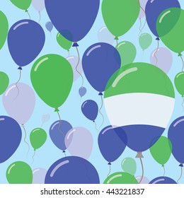 Sierra Leone National Day Flat Seamless Pattern. Flying Celebration Balloons in Colors of Sierra Leonean Flag. Sierra Leone Patriotic Background with Celebration Balloons.
