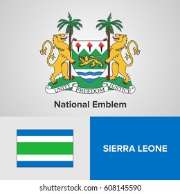 Sierra Leone National Emblem and flag 