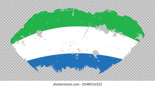 Sierra Leone national flag with distressed stroke brush effect on isolated background