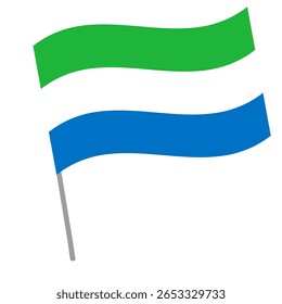 Sierra Leone national flag flutters with flagpole