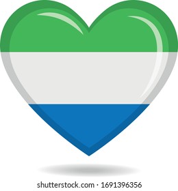 Sierra Leone national flag in heart shape vector illustration