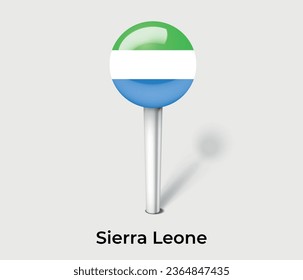 Sierra Leone national flag map marker pin icon illustration