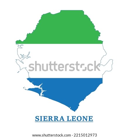 Sierra Leone National Flag Map Design, Illustration Of Sierra Leone Country Flag Inside The Map