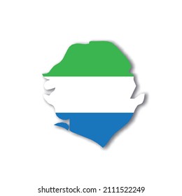 Sierra Leone national flag in a shape of country map