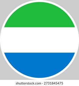 Ilustración vectorial de la bandera nacional de Sierra Leona en forma de círculo, diseño de alta calidad