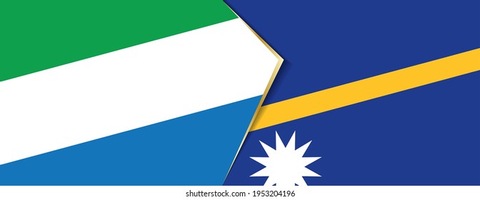 Sierra Leone and Nauru flags, two vector flags symbol of relationship or confrontation.