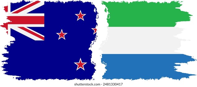 Sierra Leone und Neue Seeland Grunge Flaggen Verbindung, Vektorgrafik