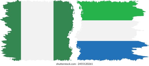 Sierra Leone and Nigeria   grunge flags connection, vector