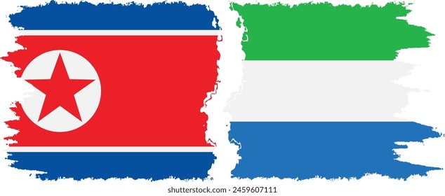 Sierra Leone und Nordkorea Grunge Flaggen Verbindung, Vektorgrafik