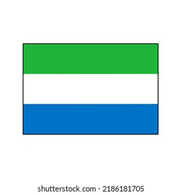Sierra Leone official flag icon 400 x 300 size isolated on white background. Official flag.  State identity.