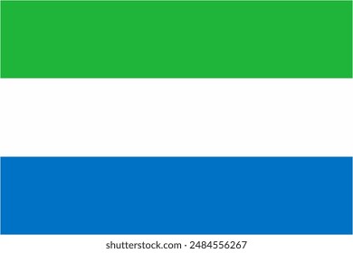 Vektorgrafik der offiziellen Landesflagge Sierra Leones mit Standardgröße und -verhältnis. Nationalflaggenemblem mit genauer Größe und Farben.