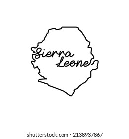 Sierra Leone outline map with the handwritten country name. Continuous line drawing of patriotic home sign. A love for a small homeland. T-shirt print idea. Vector illustration.