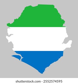 Sierra Leone outline of map on background of national flag