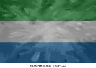 Sierra Leone painted / drawn vector flag. Dramatic, unusual look. Vector file contains flag and texture layers