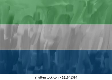 Sierra Leone painted / drawn vector flag. Dramatic, unusual look. Vector file contains flag and texture layers