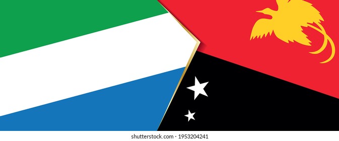 Sierra Leone and Papua New Guinea flags, two vector flags symbol of relationship or confrontation.