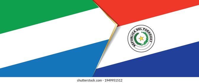 Sierra Leone and Paraguay flags, two vector flags symbol of relationship or confrontation.