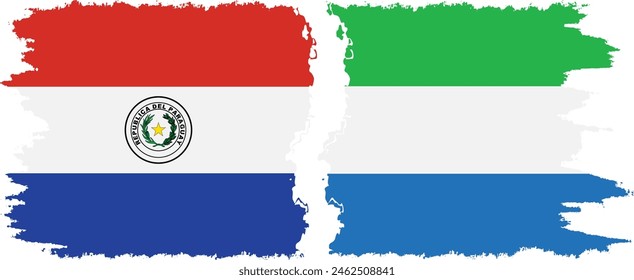 Sierra Leone und Paraguay Grunge Flaggen Verbindung, Vektorgrafik