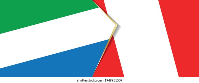 Sierra Leone and Peru flags, two vector flags symbol of relationship or confrontation.