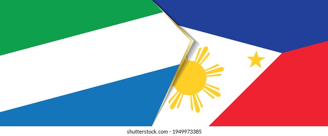 Sierra Leone and Philippines flags, two vector flags symbol of relationship or confrontation.