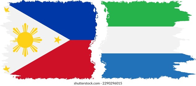 Sierra Leone and Philippines grunge flags connection, vector