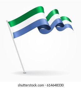 Sierra Leone pin icon wavy flag. Vector illustration.