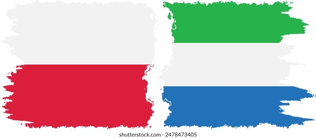 Sierra Leone and Poland grunge flags connection, vector