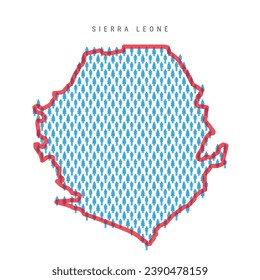 Sierra Leone population map. Stick figures Salone people map with bold red translucent country border. Pattern of men and women icons. Isolated vector illustration. Editable stroke.