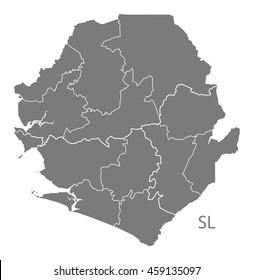 Sierra Leone provinces Map grey