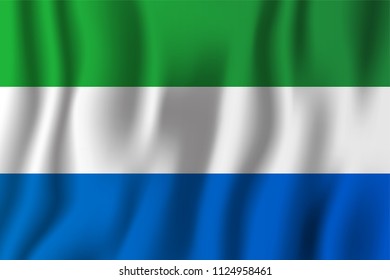 Sierra Leone realistic waving flag vector illustration. National country background symbol. Independence day.
