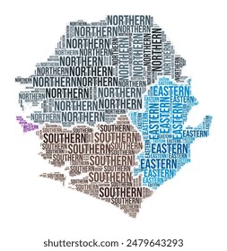 In: Sierra Leone region world cloud. Country-Shape-Design. Sierra Leone farbige Illustration. Region benennt Collage Cloud. Vektorillustration.