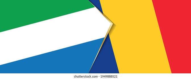 Sierra Leone and Romania flags, two vector flags symbol of relationship or confrontation.