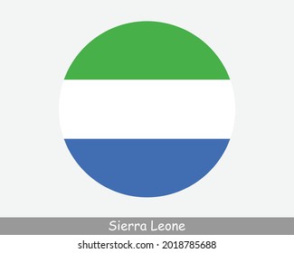 Bandera del Círculo Circular de Sierra Leona. Icono del botón circular de Sierra Leona. Vector EPS