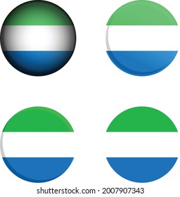 Sierra Leone Round Country Flag in different styles disc badge vector illustration