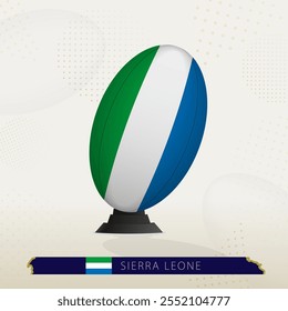 Sierra Leone Rugby Ball on Rugby Kicking Tees with Modern Design. Illustration perfect for sports, national pride, and rugby-related projects.