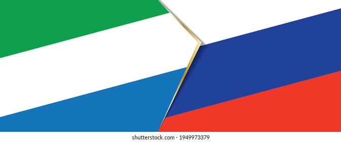 Sierra Leone and Russia flags, two vector flags symbol of relationship or confrontation.