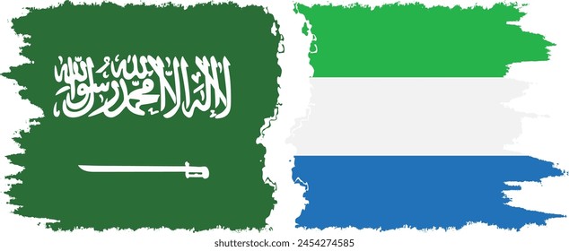 Sierra Leone and Saudi Arabia grunge flags connection, vector