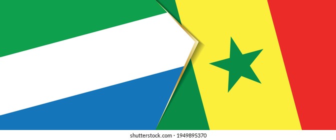 Sierra Leone and Senegal flags, two vector flags symbol of relationship or confrontation.
